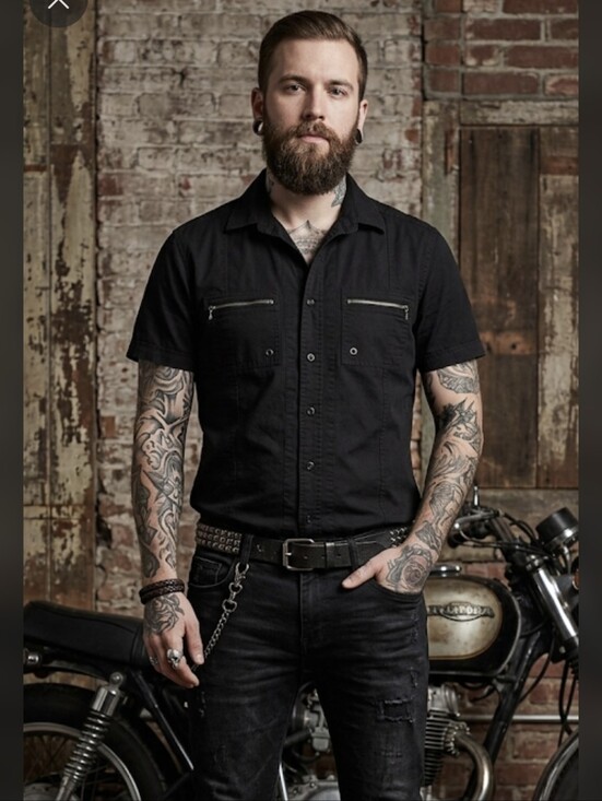 RW&CO. Other - RW&CO. Men's Black Short-Sleeve Button-Down Shirt with Zip Chest Pockets
